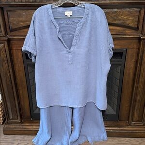 Wonderly Waffle Gauze Lounge / Vacation Set in Cornflower Blue